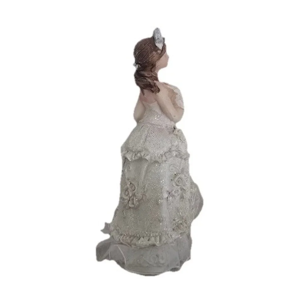 Vintage Quinceanera Cake Topper Figure White Dress Resin 5.5